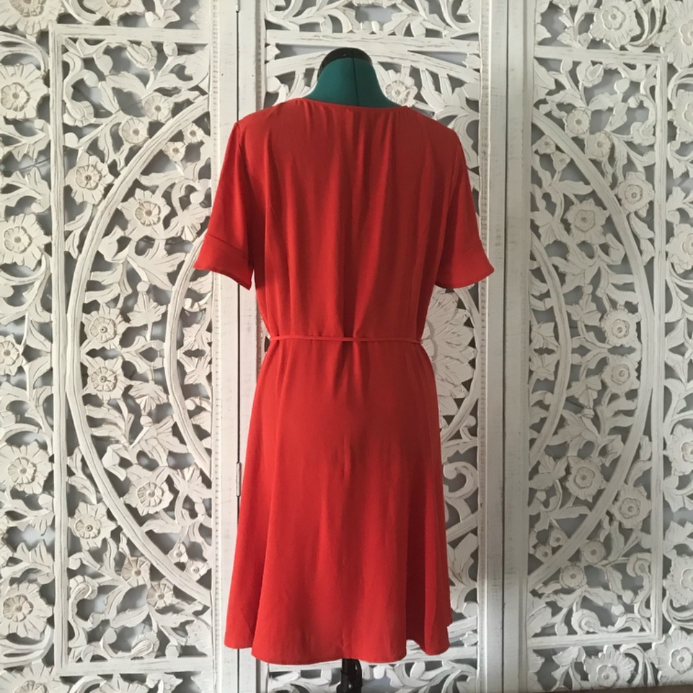 Violeta - Red Flutter Sleeve Button-Up Dress - image 5